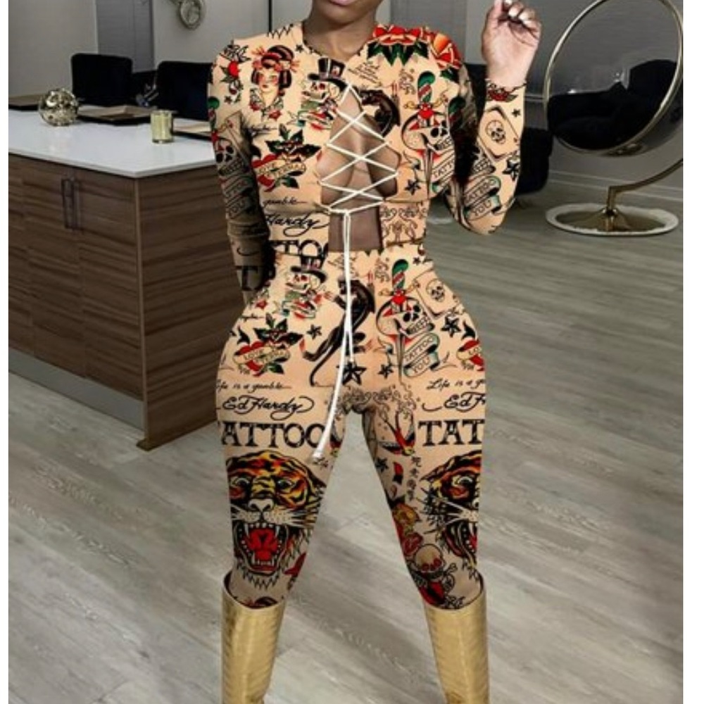 Ed hardy print two piece set